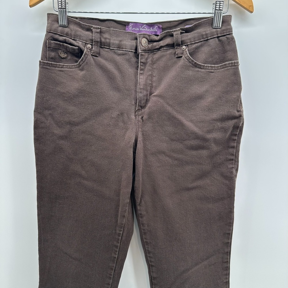 Gloria Vanderbilt Amanda Straight Jeans Womens 8P Brown Denim Stretch Mid‎ Rise